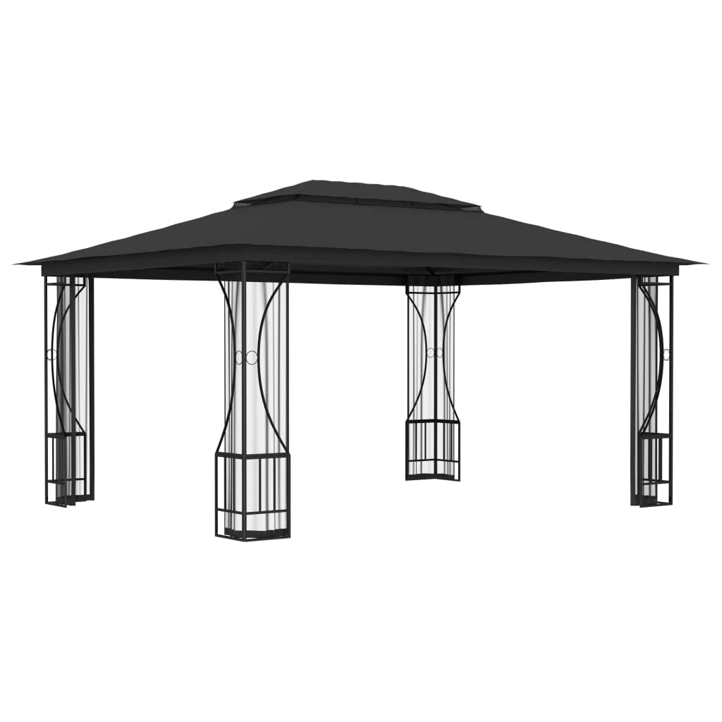 Steel Frame Gazebo with Nets 9.8x13.1ft Anthracite Outdoor Canopy Tent R4656
