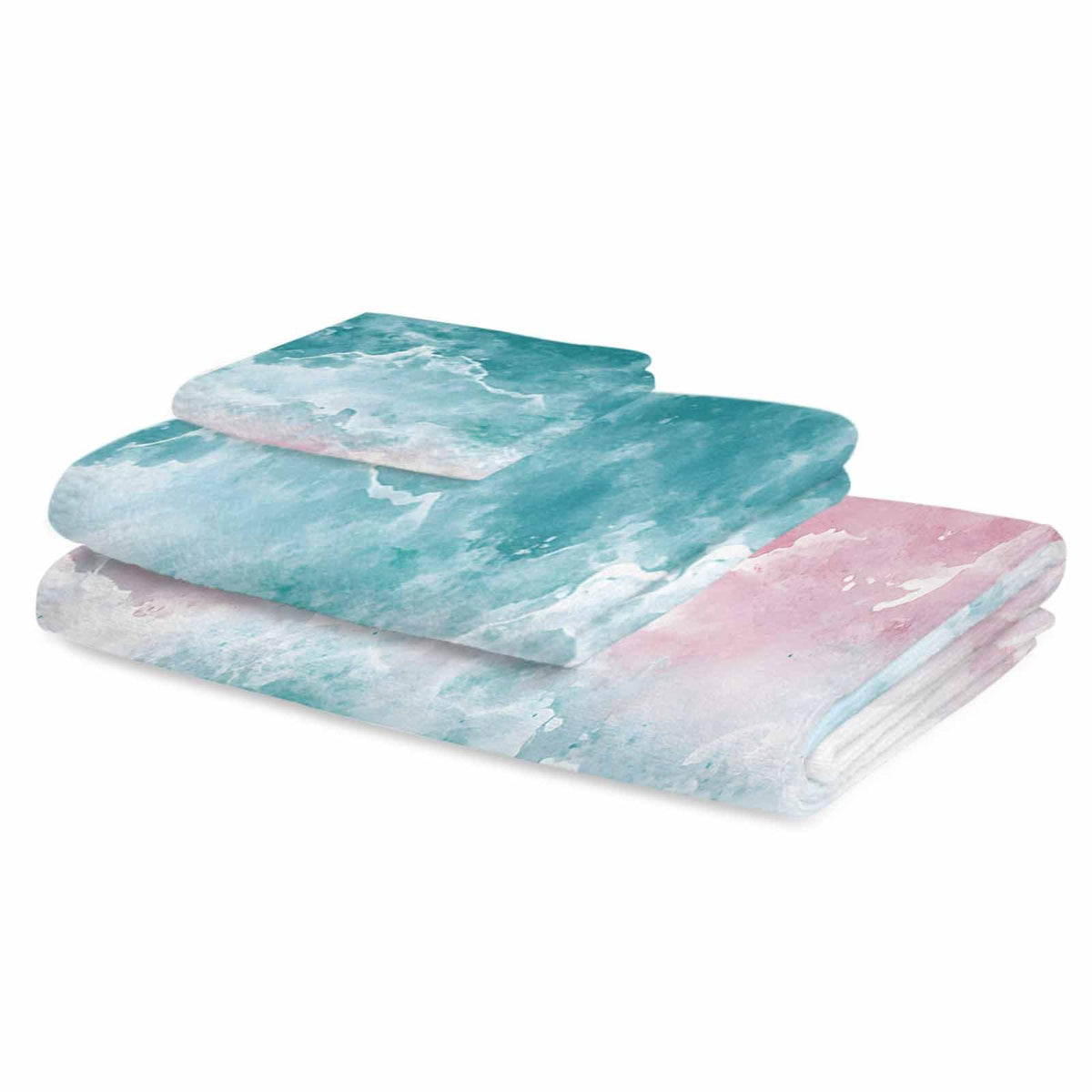 Teal Pink Gradient Cotton Towel Set 3 Pack N236