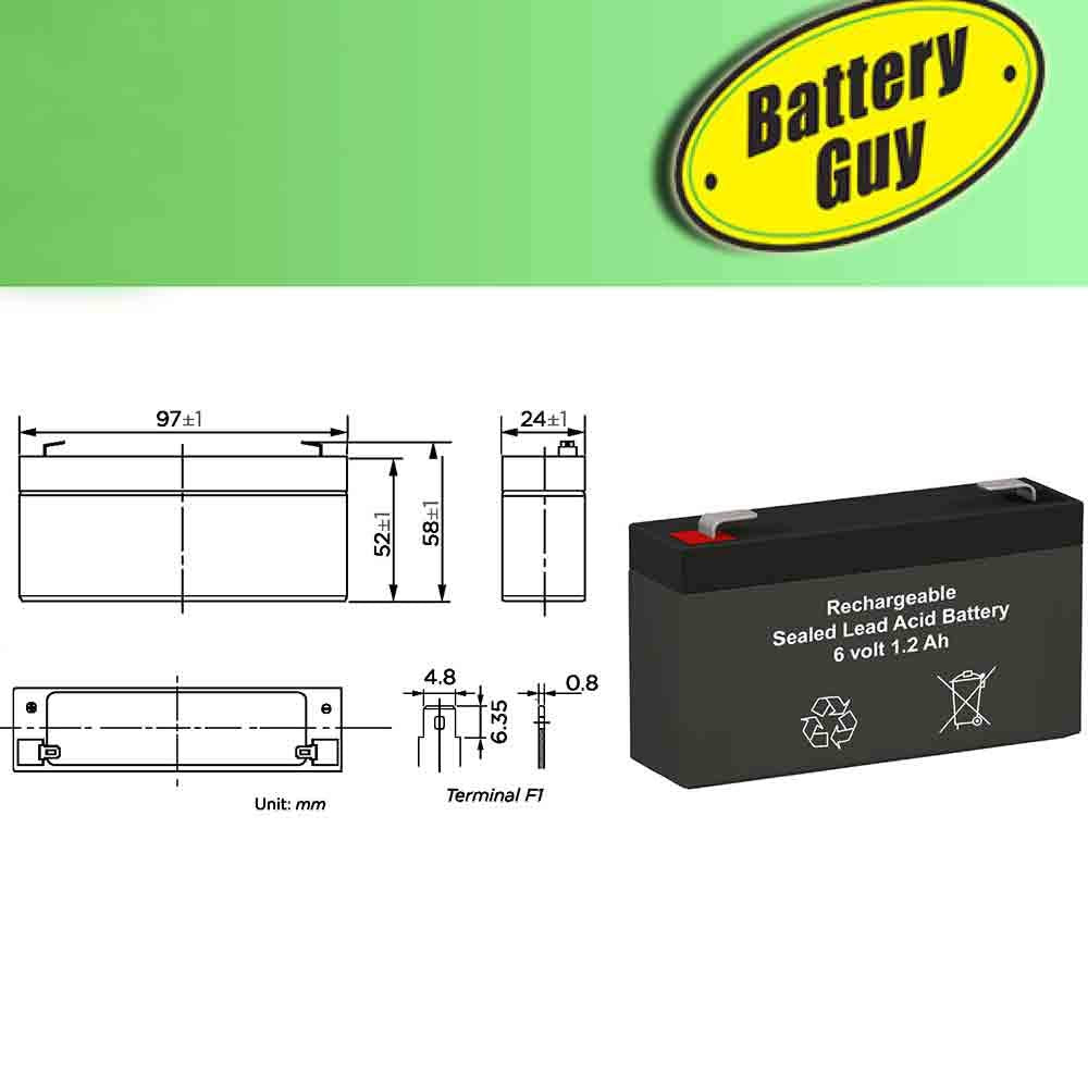 6V 1.2Ah Rechargeable SLA Batteries Set of 4 Y15877