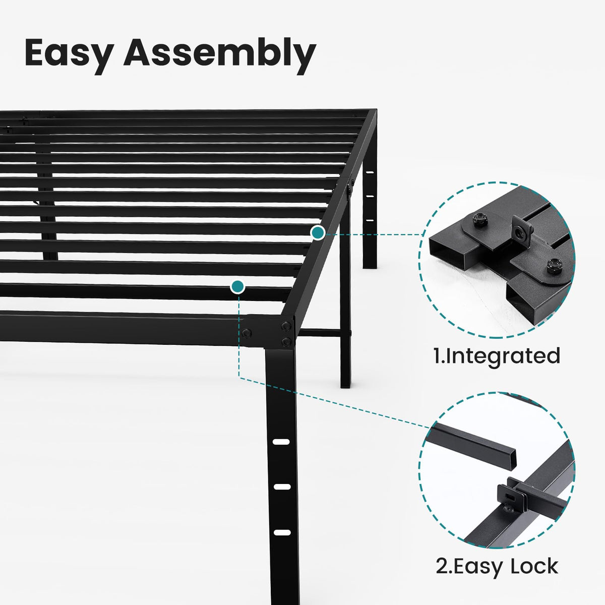 Queen Size 18 Inch Metal Platform Bed Frame U46434