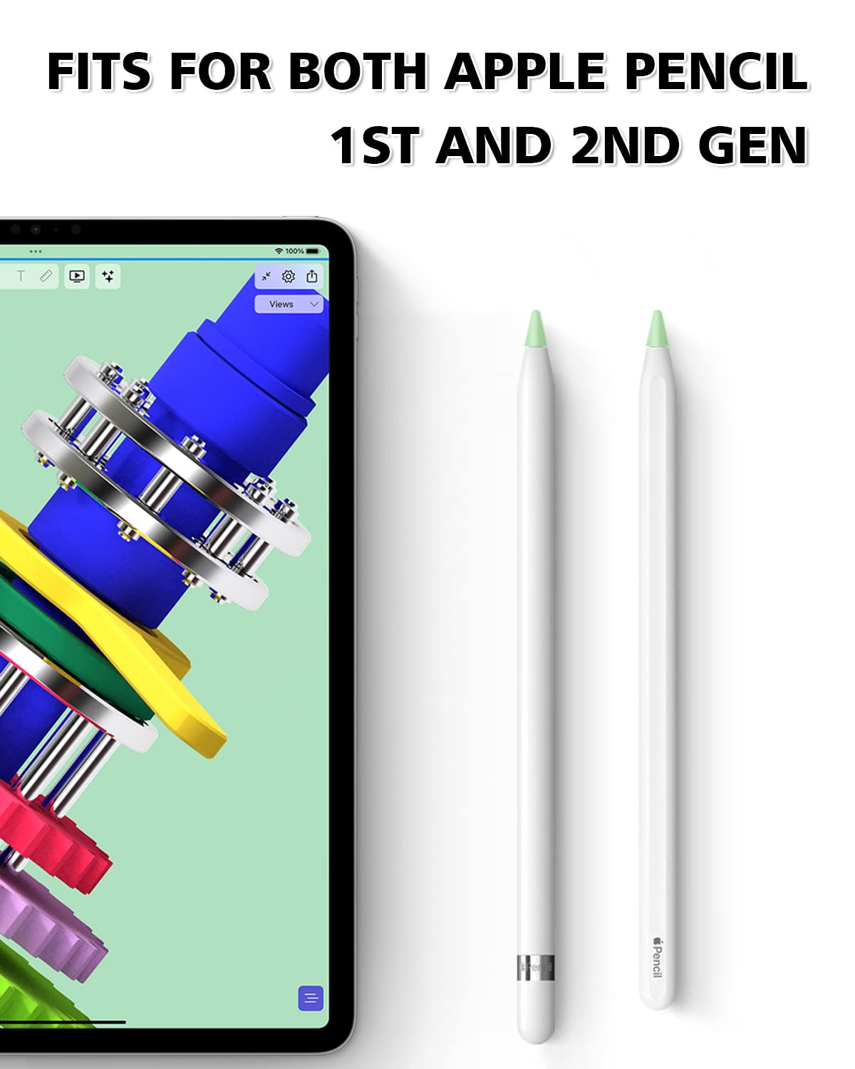 60 Pack Anti-Slip Silicone Tip Cover for Apple Pencil I90619