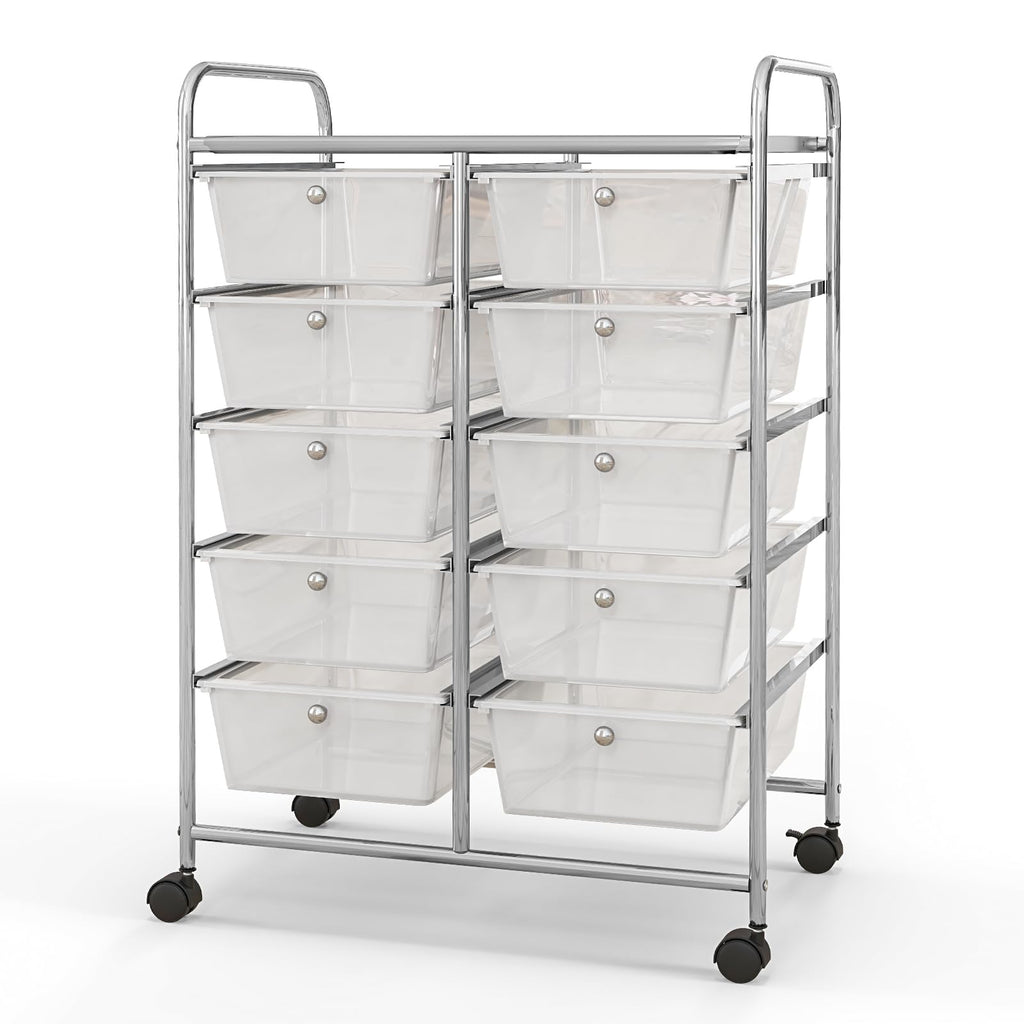10 Drawer Rolling Storage Cart with Metal Frame Q9158