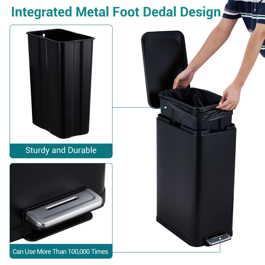 13 Gallon Stainless Steel Step Trash Can E9291