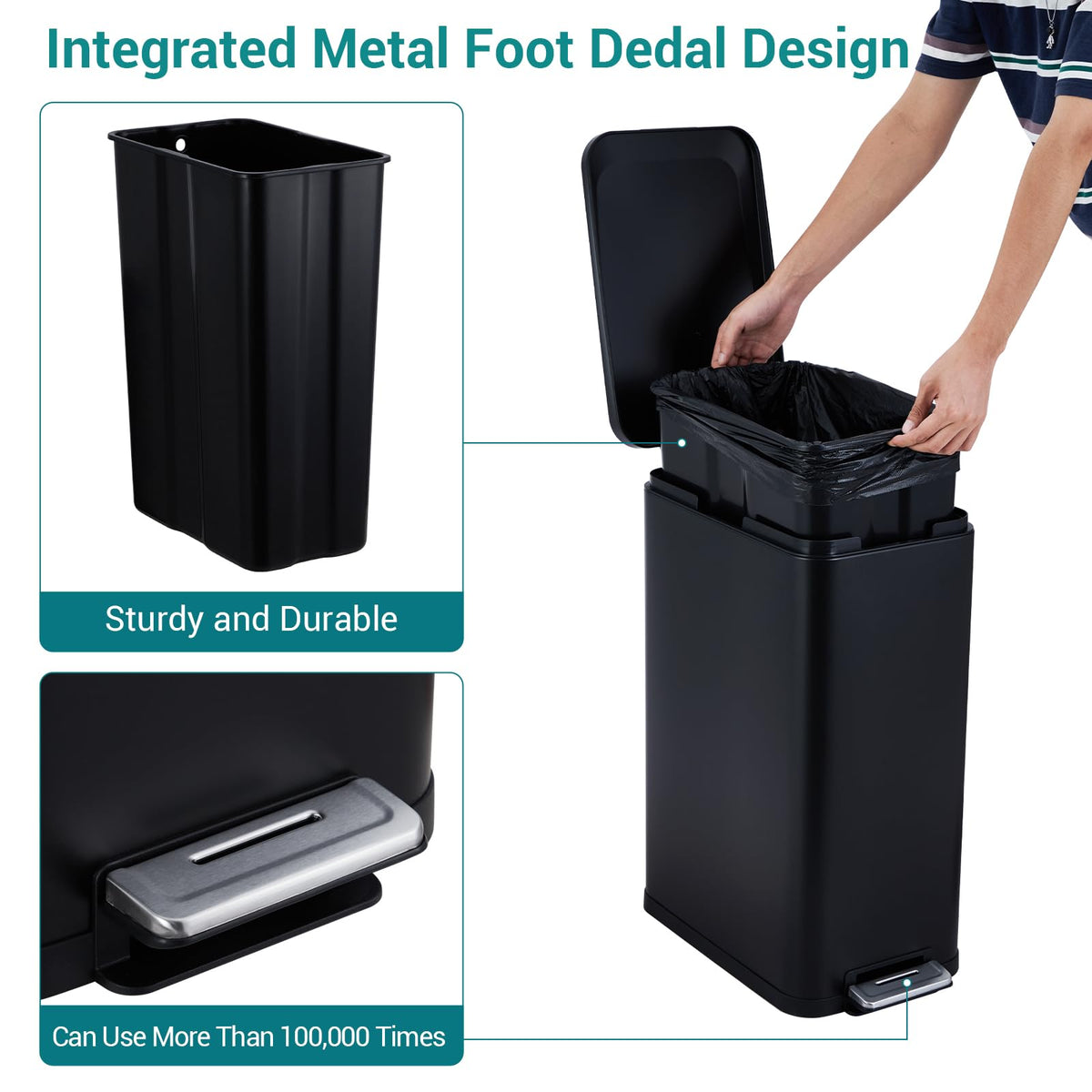 13 Gallon Stainless Steel Step Trash Can E9291