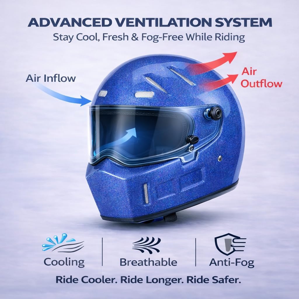 DOT Approved Fiberglass Full Face Motorcycle Helmet with Clear Visor S842