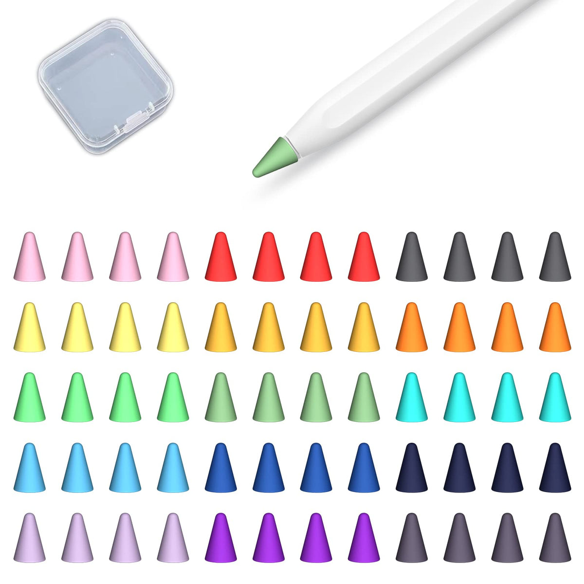 60 Pack Anti-Slip Silicone Tip Cover for Apple Pencil I90619