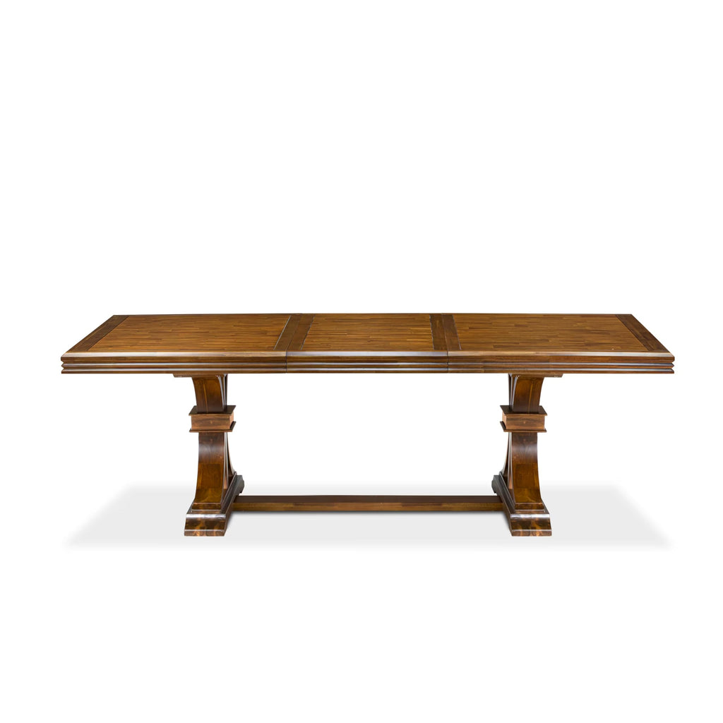 9 Piece Dining Table Set with 8 Beige Polyester Chairs I31152