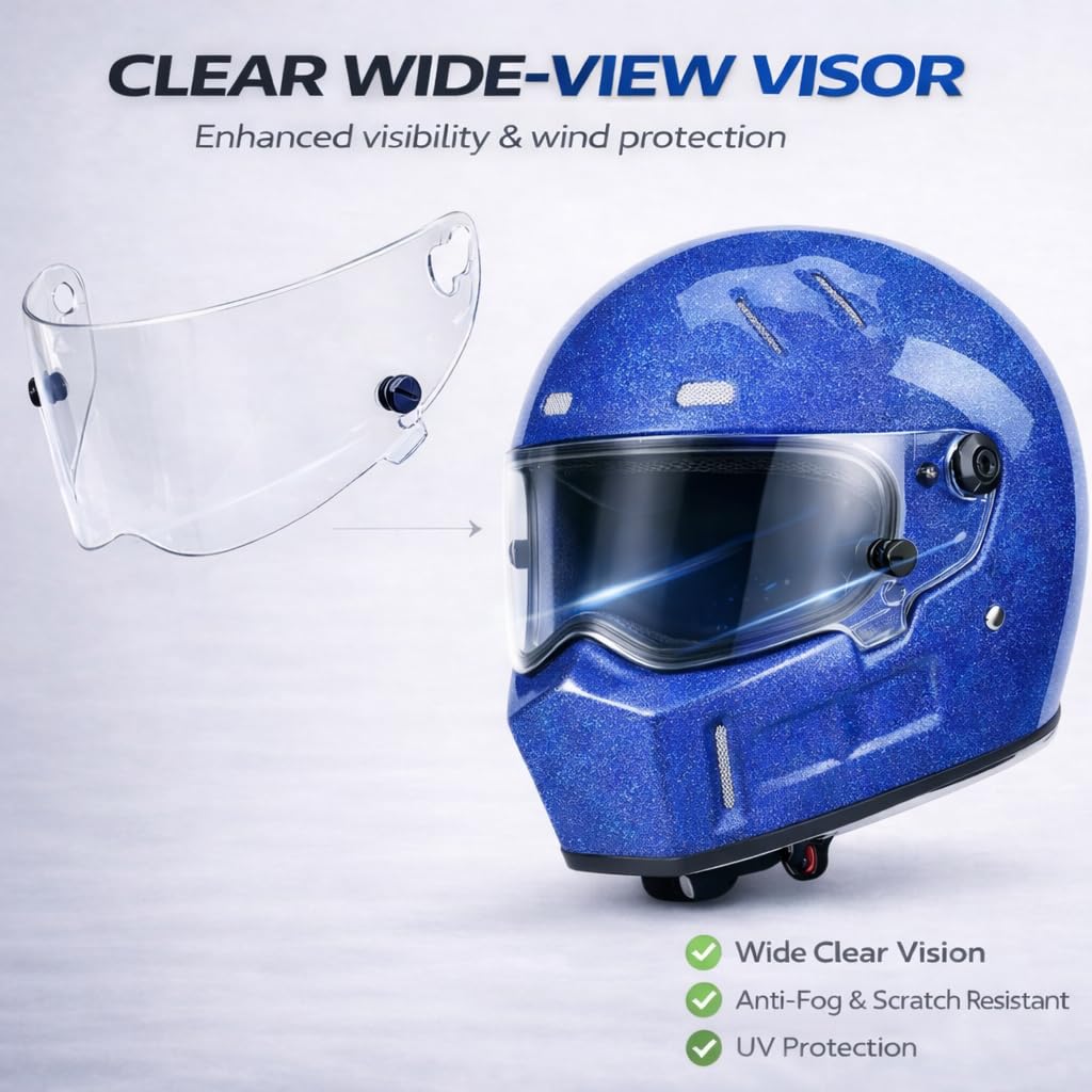 DOT Approved Fiberglass Full Face Motorcycle Helmet with Clear Visor S842