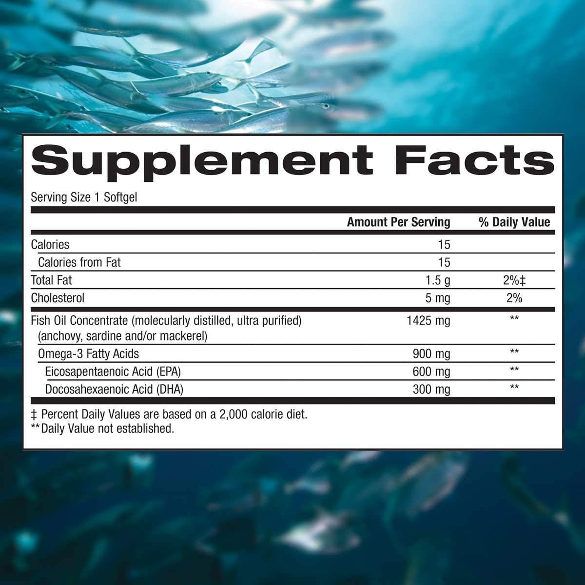 Triple Strength Omega-3 900 mg Fish Oil 200 Softgels W3661