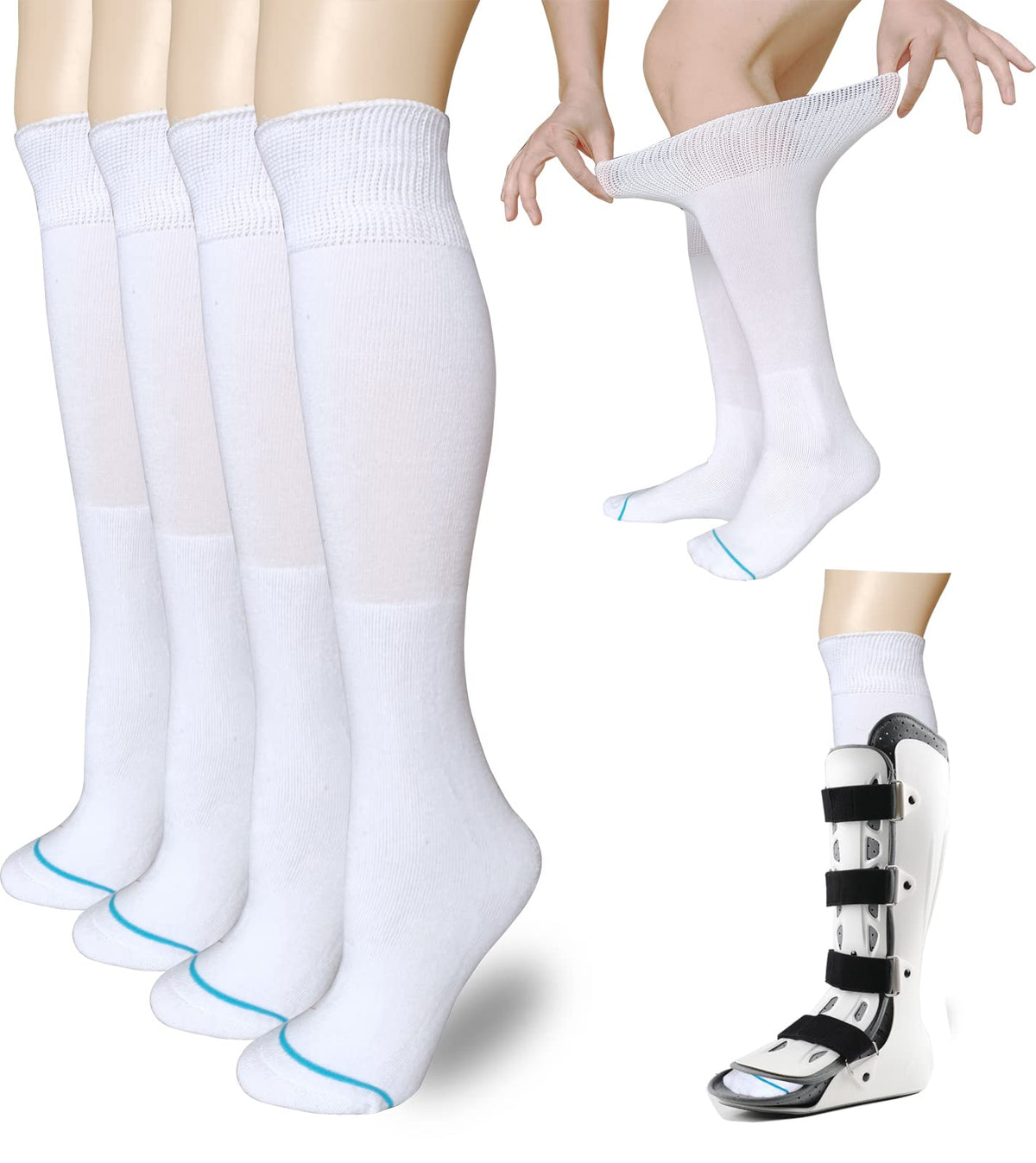White 2 Pairs Medical Tube Socks H903