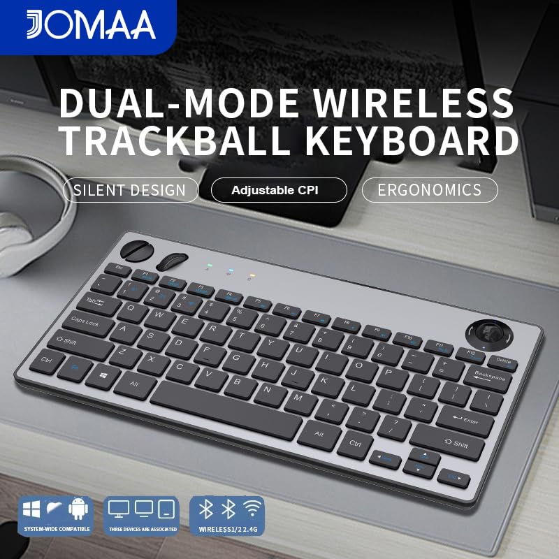78 Keys Dual Mode Wireless Trackball Keyboard K6445