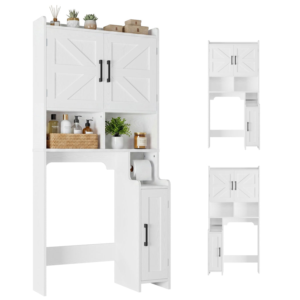White Over The Toilet Storage Cabinet with Adjustable Shelves U2922