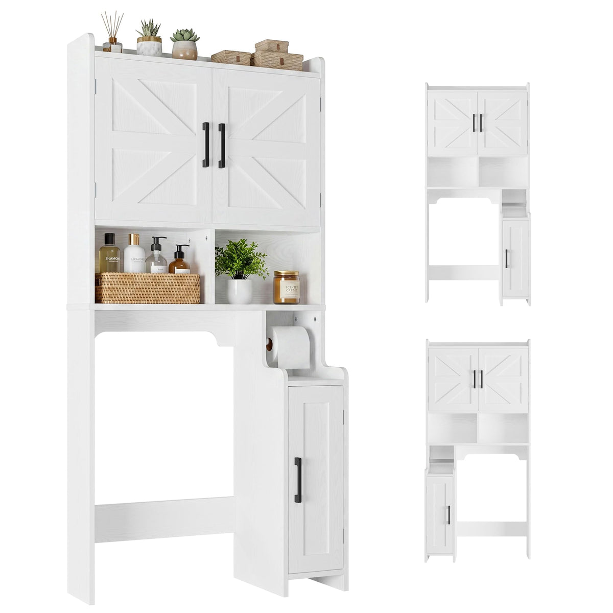 White Over The Toilet Storage Cabinet with Adjustable Shelves U2922