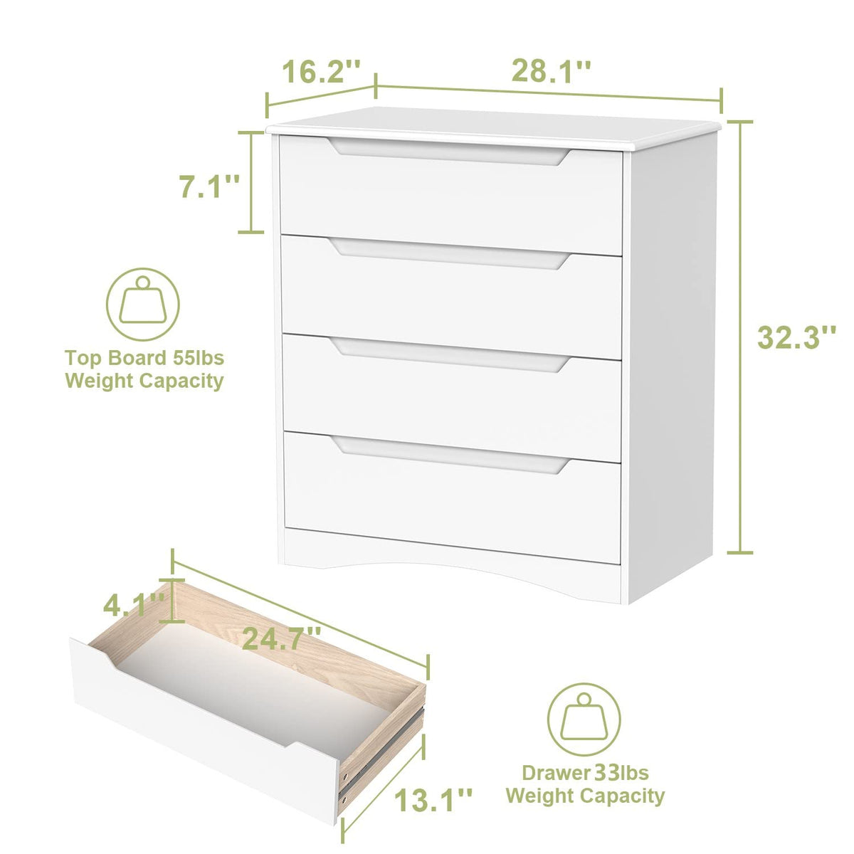White 4 Drawer Dresser V19660