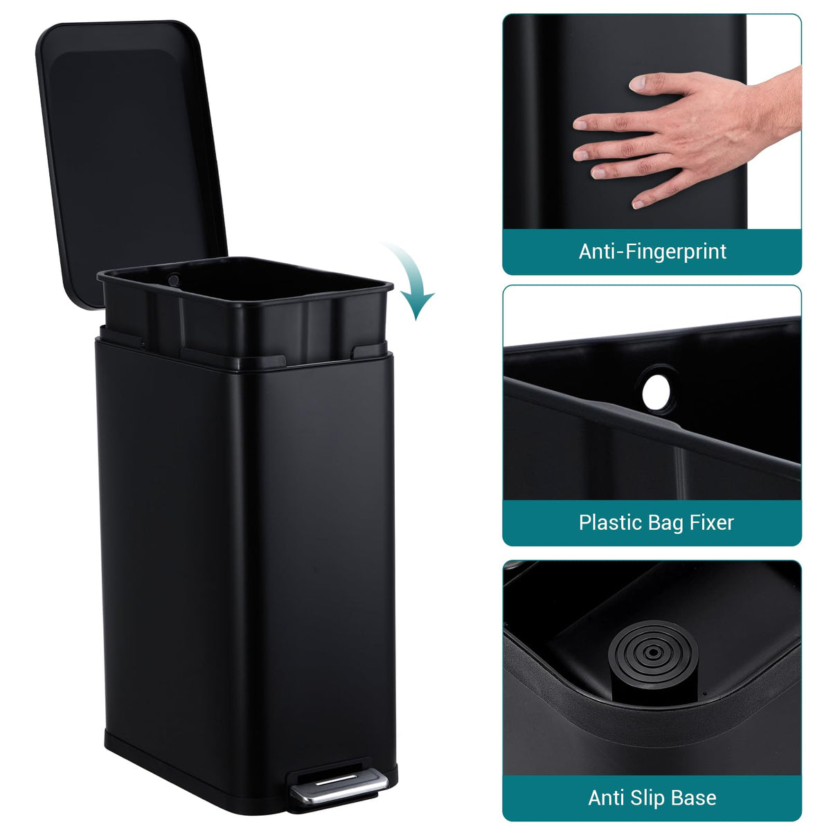 13 Gallon Stainless Steel Step Trash Can E9291