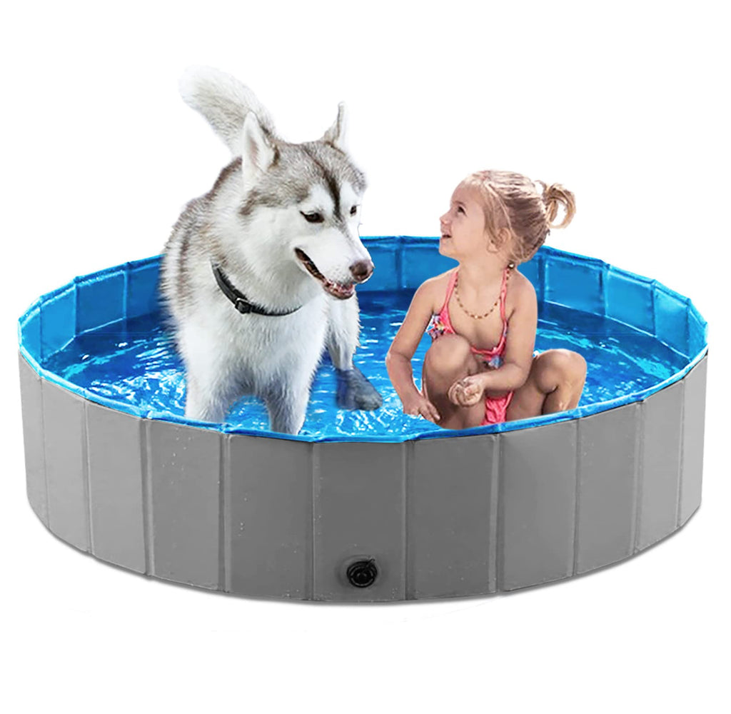 Foldable Dog Pet Bath Pool Collapsible 48" Grey K78525
