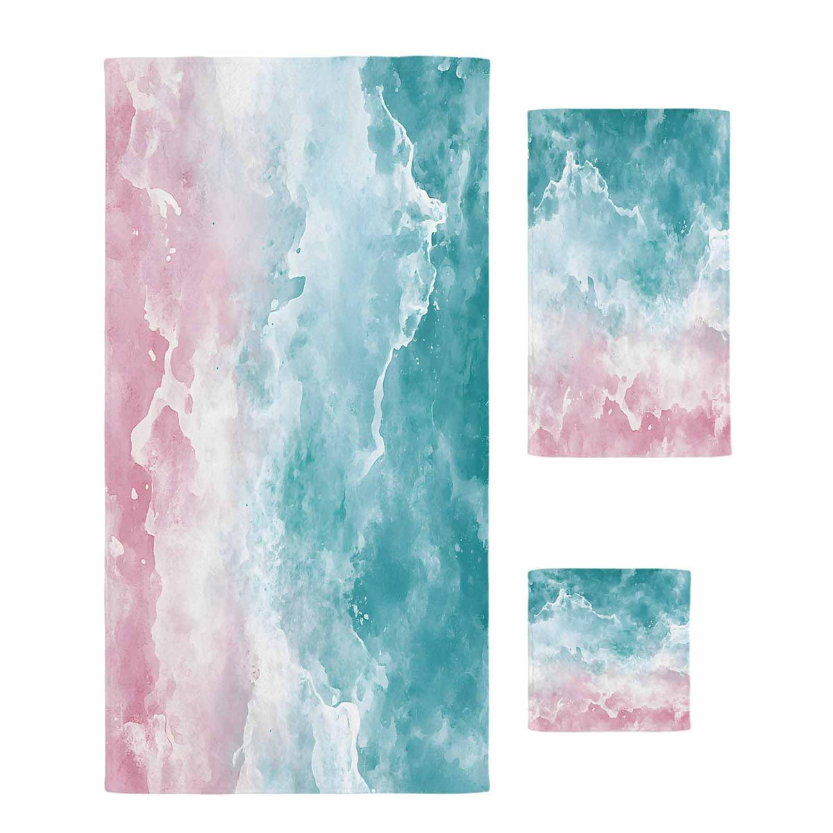 Teal Pink Gradient Cotton Towel Set 3 Pack N236