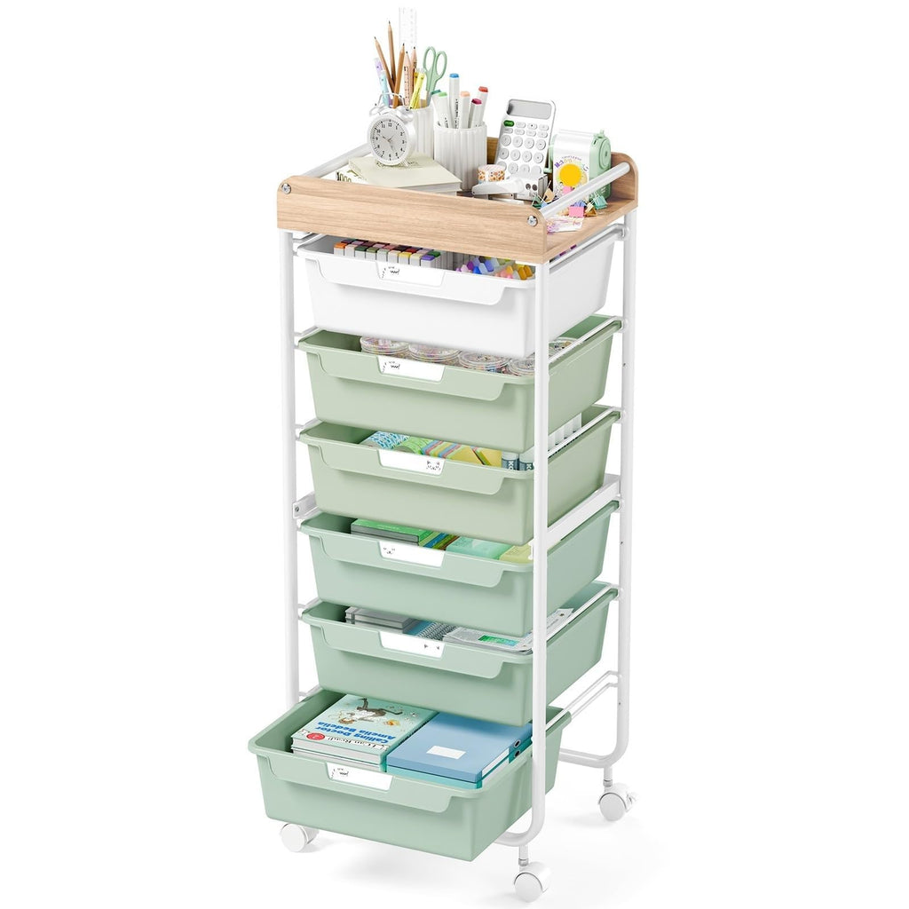 Green Utility Cart with 6 Drawers K292285