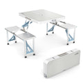 4Ft Folding Camping Picnic Table with Seats and Umbrella Hole Z87243