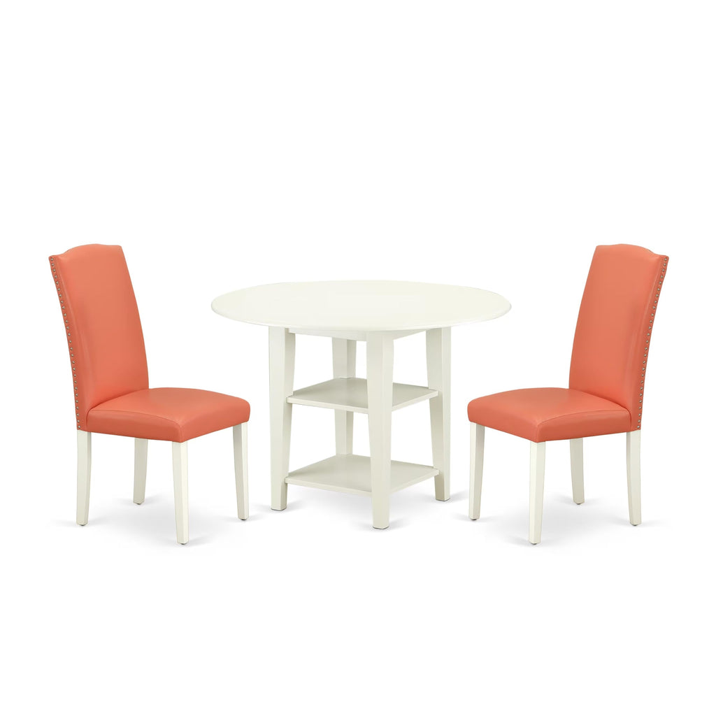 3 Piece Dining Table Set with 2 Faux Leather Chairs T525