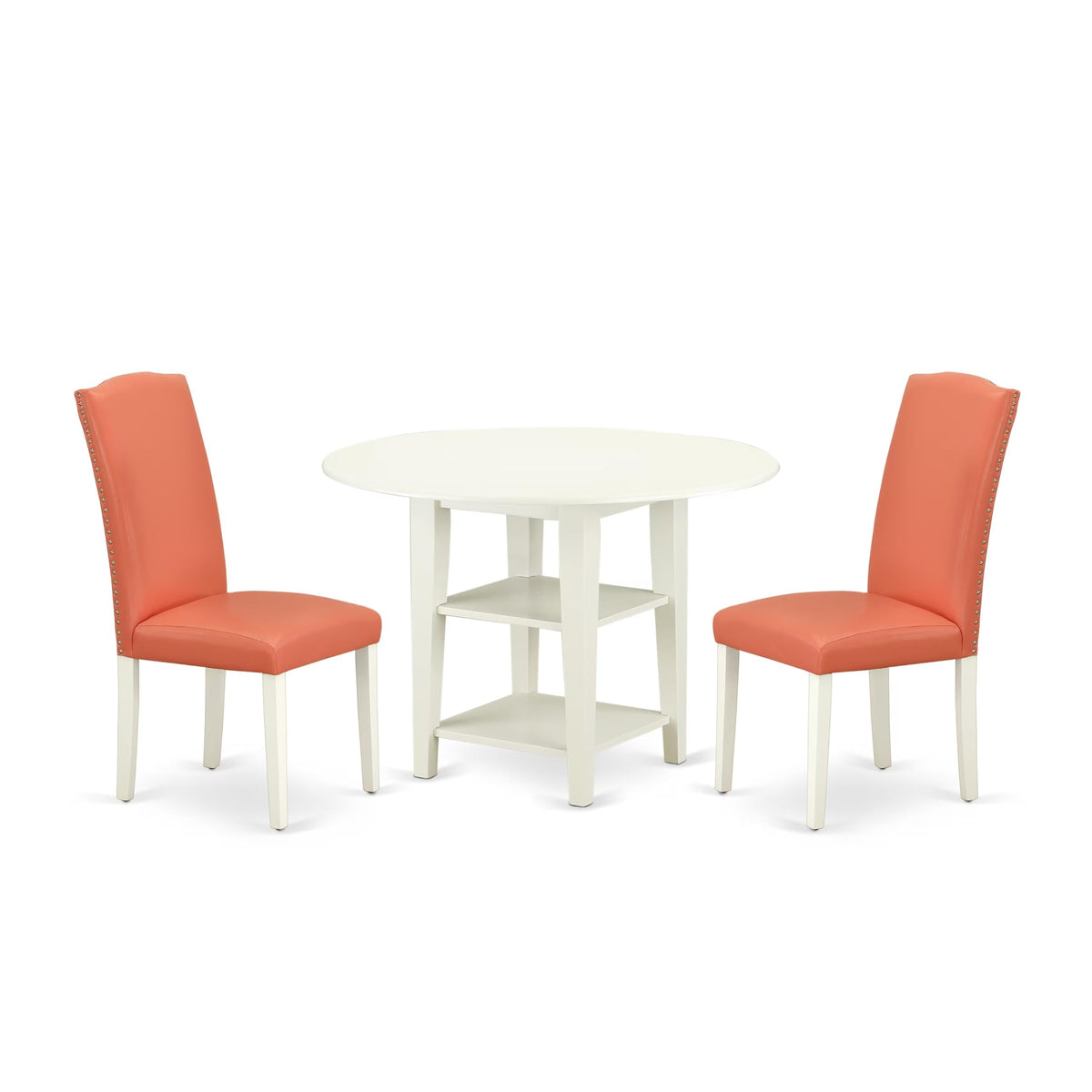 3 Piece Dining Table Set with 2 Faux Leather Chairs T525