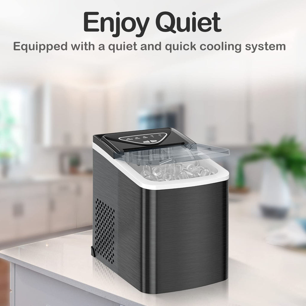 Black Countertop Ice Maker with Scoop and Basket P881