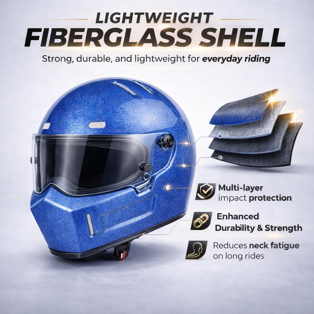 DOT Approved Fiberglass Full Face Motorcycle Helmet with Clear Visor S842