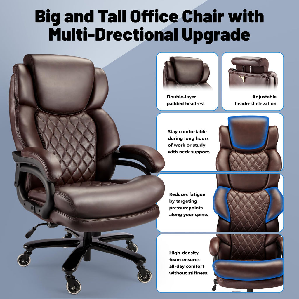 Big and Tall Office Chair with Adjustable Headrest H7304
