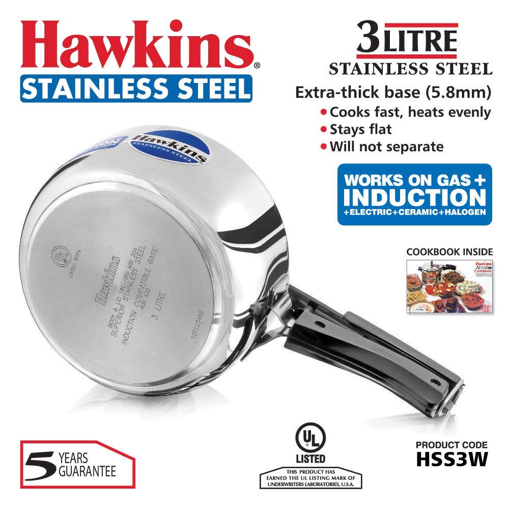 Stainless Steel Induction Compatible Pressure Cooker, 3 Litre V858529