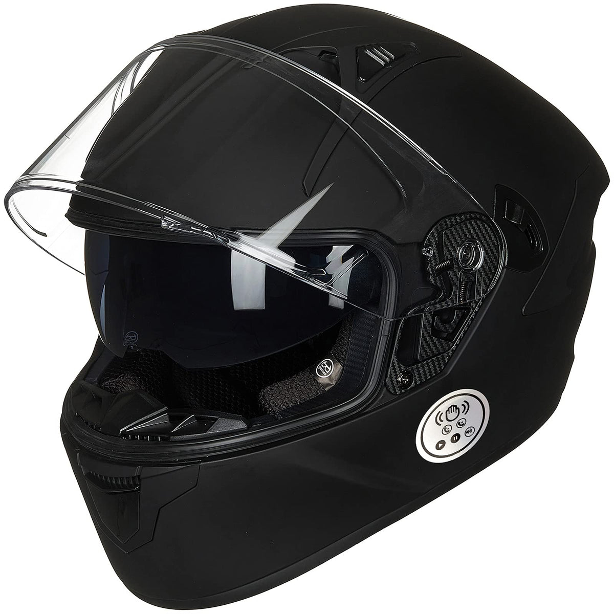 Motorcycle Helmets with Built in Bluetooth Dual Visor Matte Black S H77224
