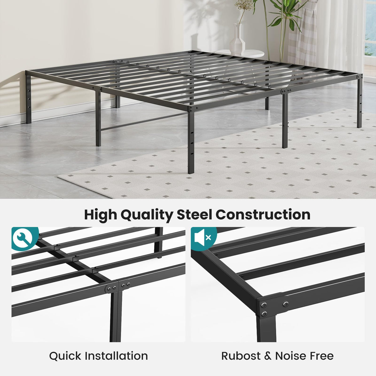 Queen Size 18 Inch Metal Platform Bed Frame U46434