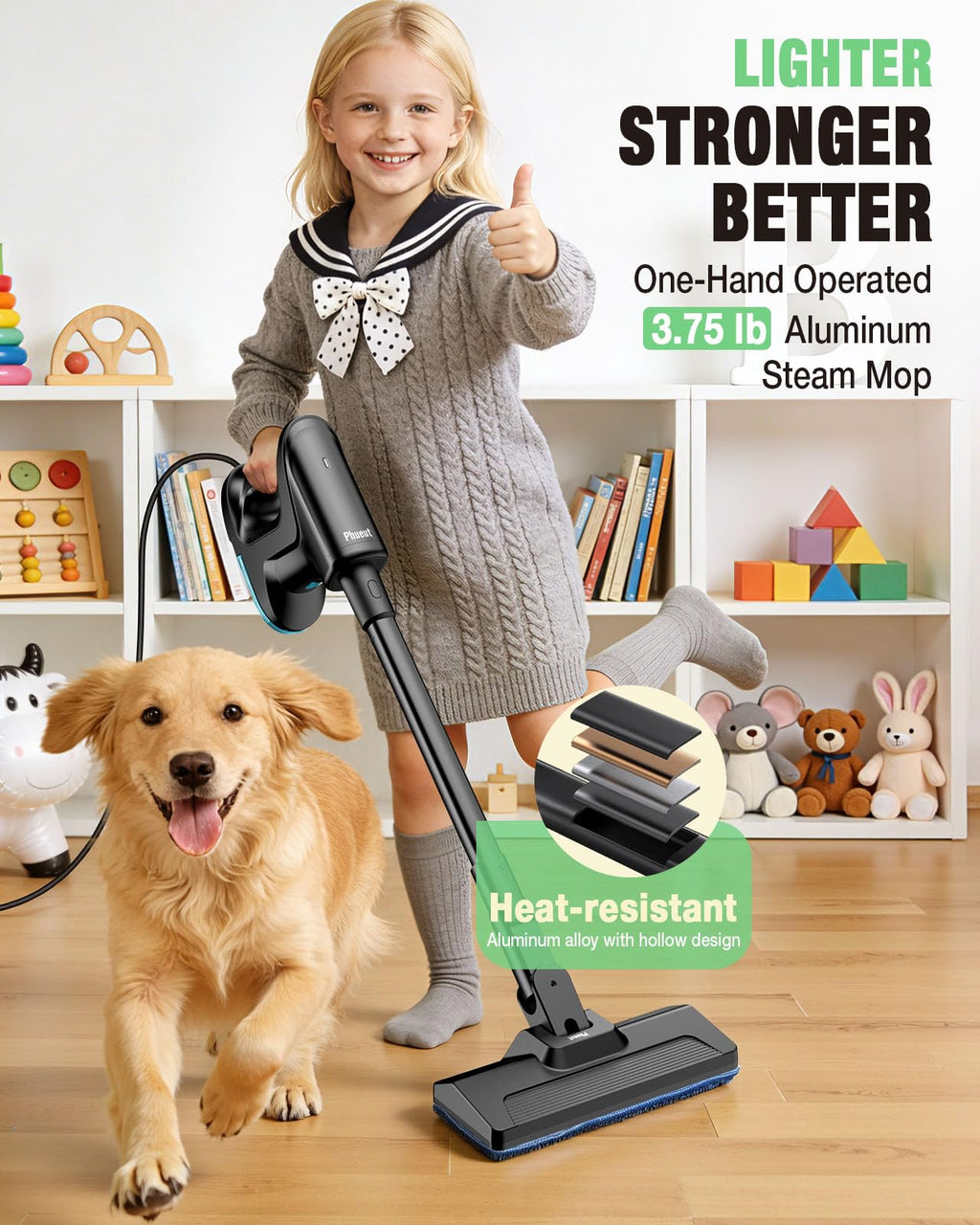14-in-1 Lightweight Detachable Handheld Steam Mop Black M627953