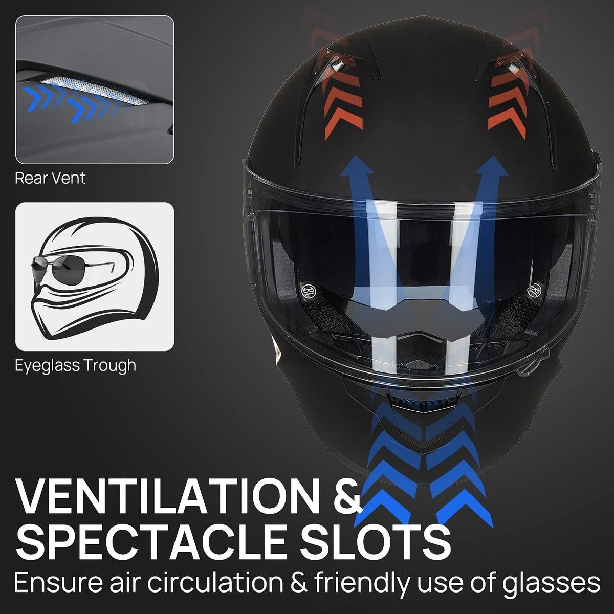 Motorcycle Helmets with Built in Bluetooth Dual Visor Matte Black S H77224