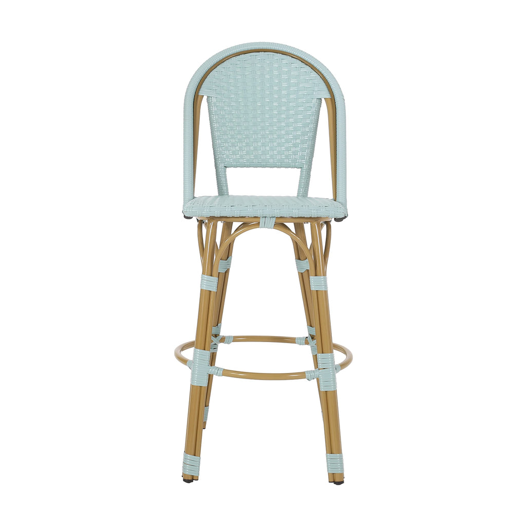 Light Teal PE Rattan Aluminum Bar Stools Set of 2 V76334