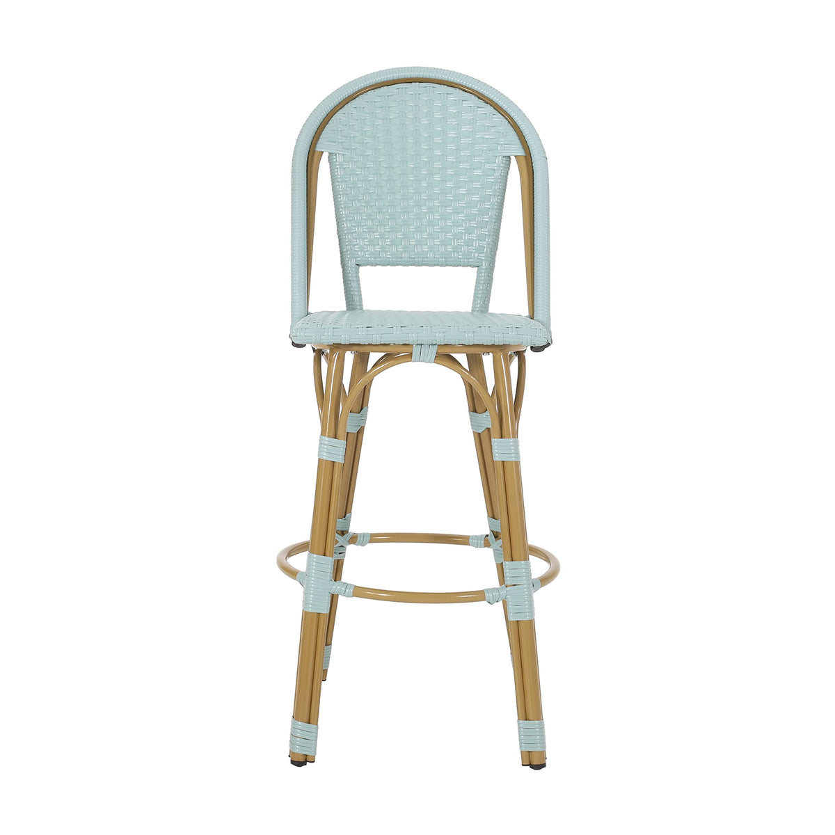 Light Teal PE Rattan Aluminum Bar Stools Set of 2 V76334