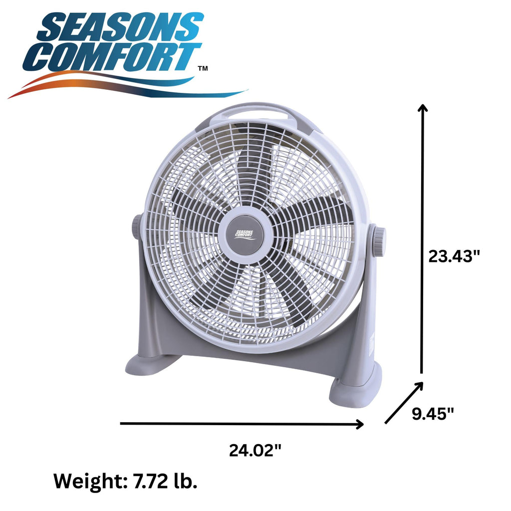 20 Inch High Velocity Fan, 3 Speed, White/Gray L5557