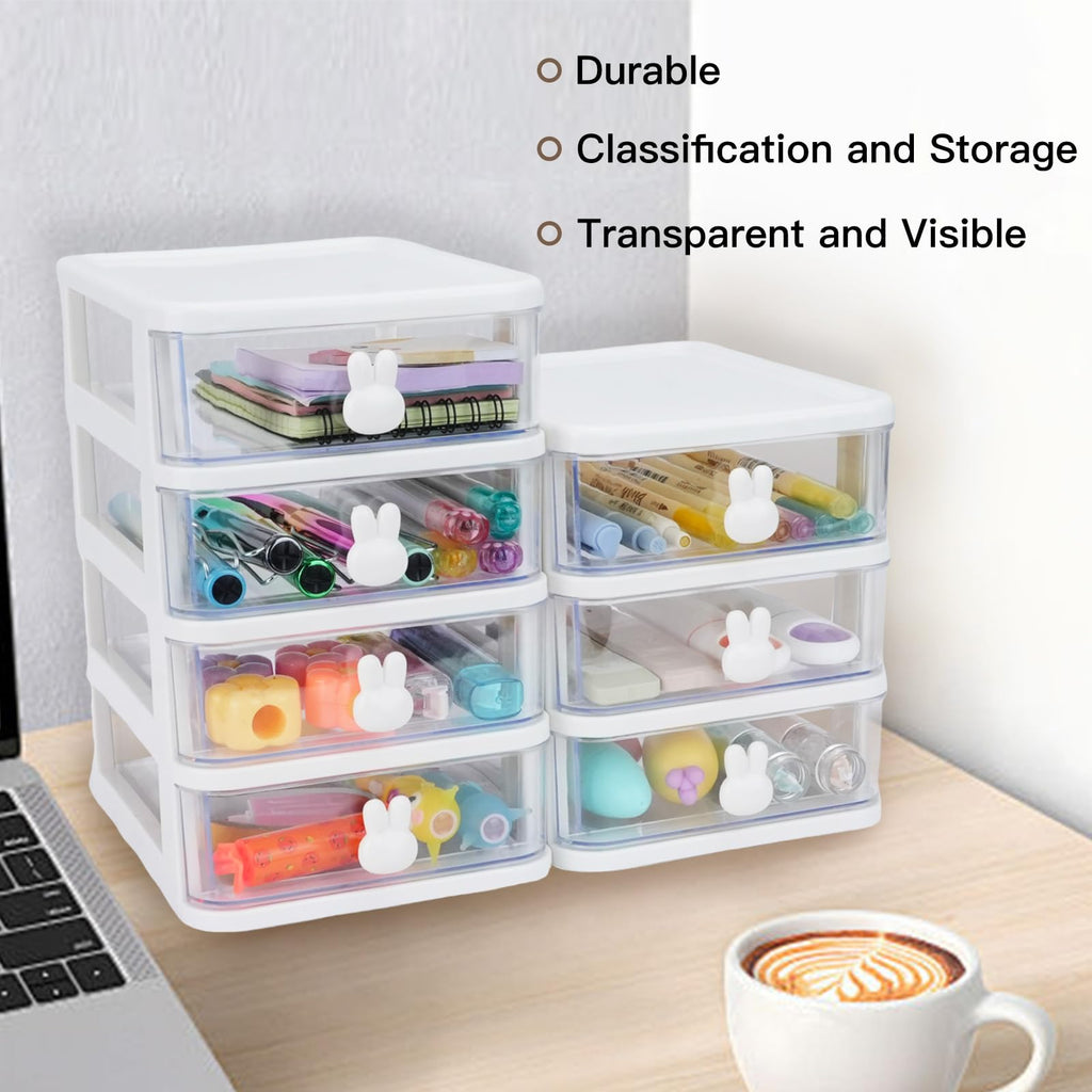 White 3 Tier Small Desk Organizer with Drawer J50451