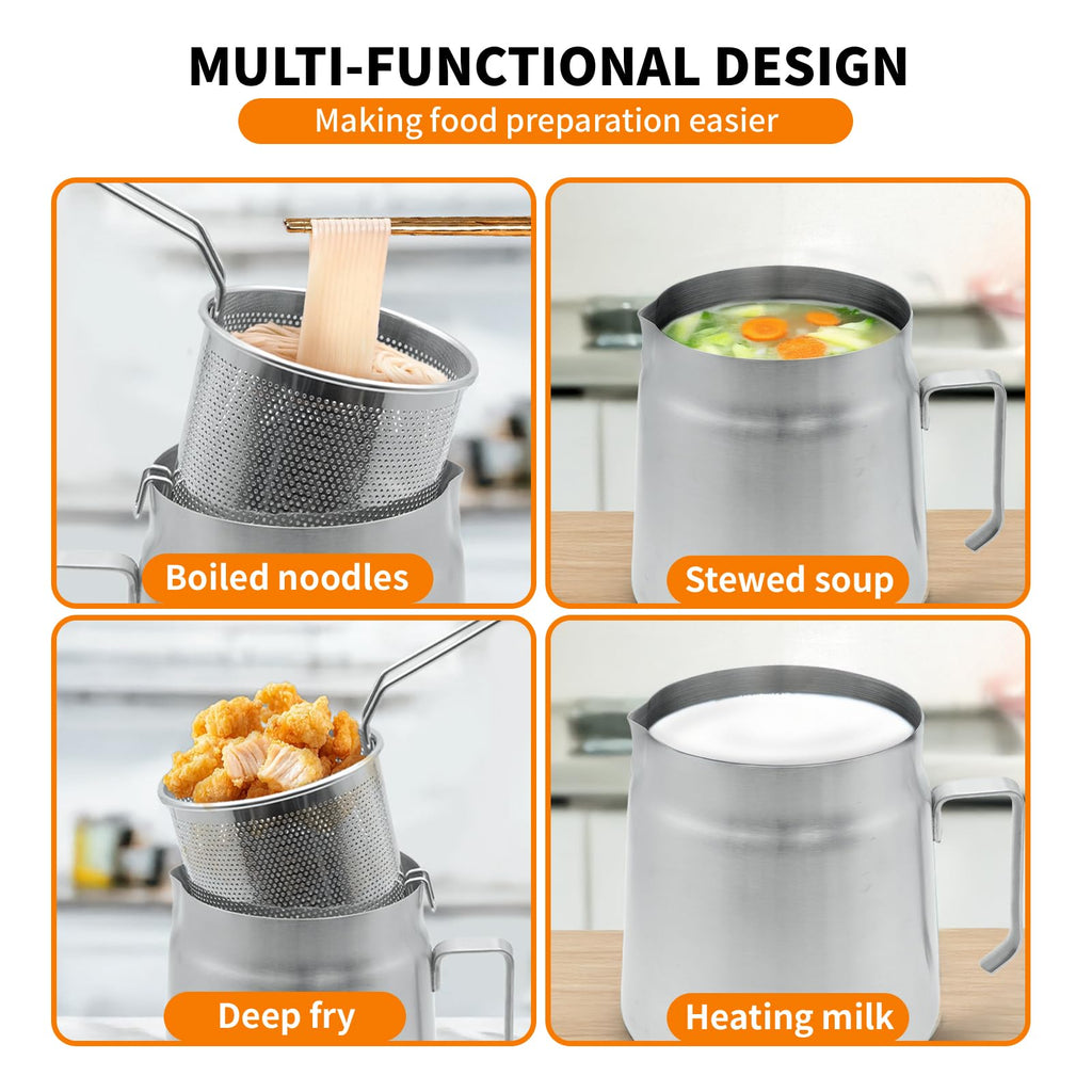 68oz Stainless Steel Oil Filter Pot with Fryer Basket O6146