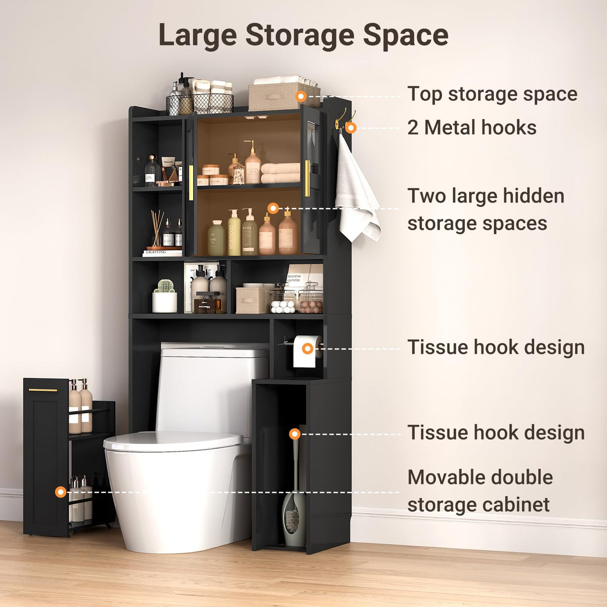 Over The Toilet Storage Cabinet with Acrylic Doors S928000