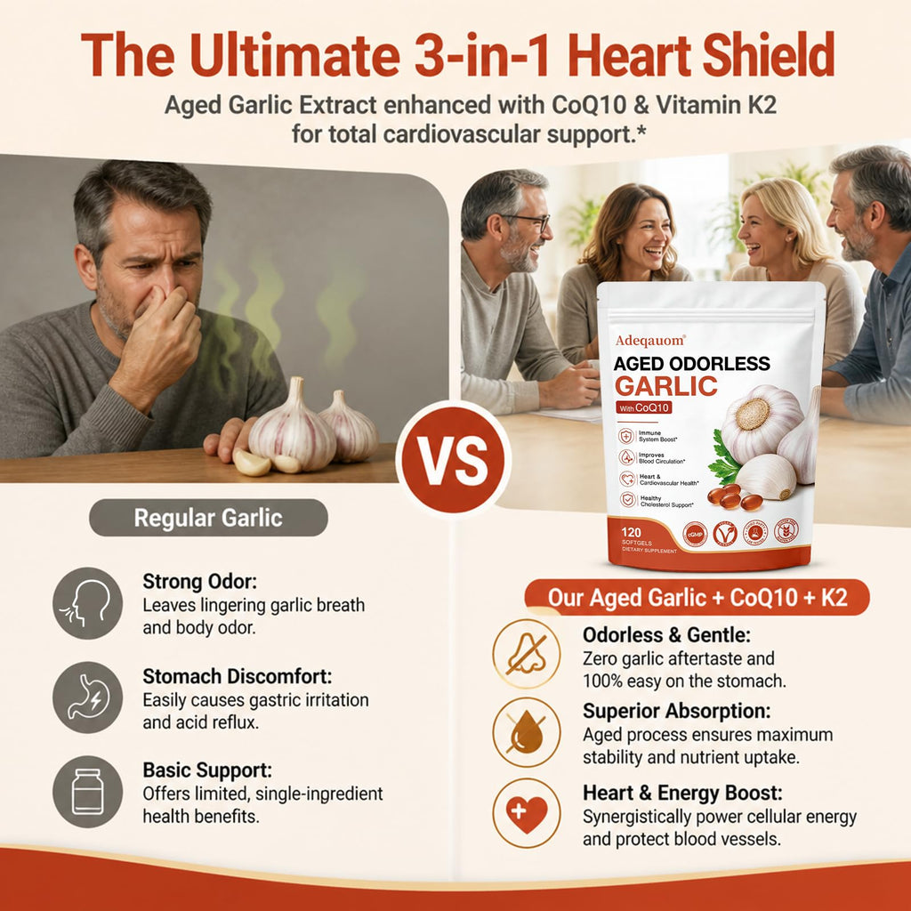 1200 mg Odorless Aged Garlic Extract Softgels with CoQ10 Ubiquinol & Vitamin K2, 120 Softgels Y578