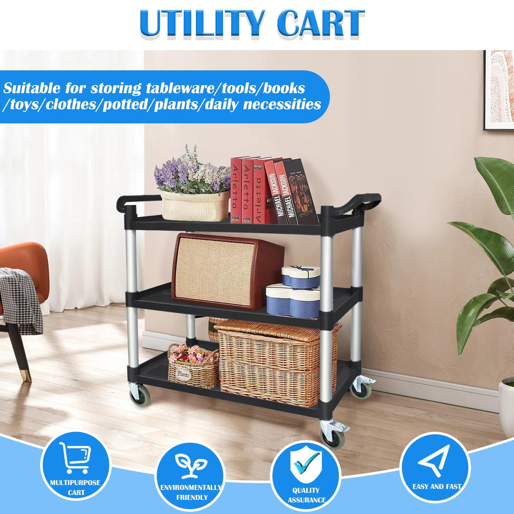3 Tier Plastic Utility Cart with Wheels D68917
