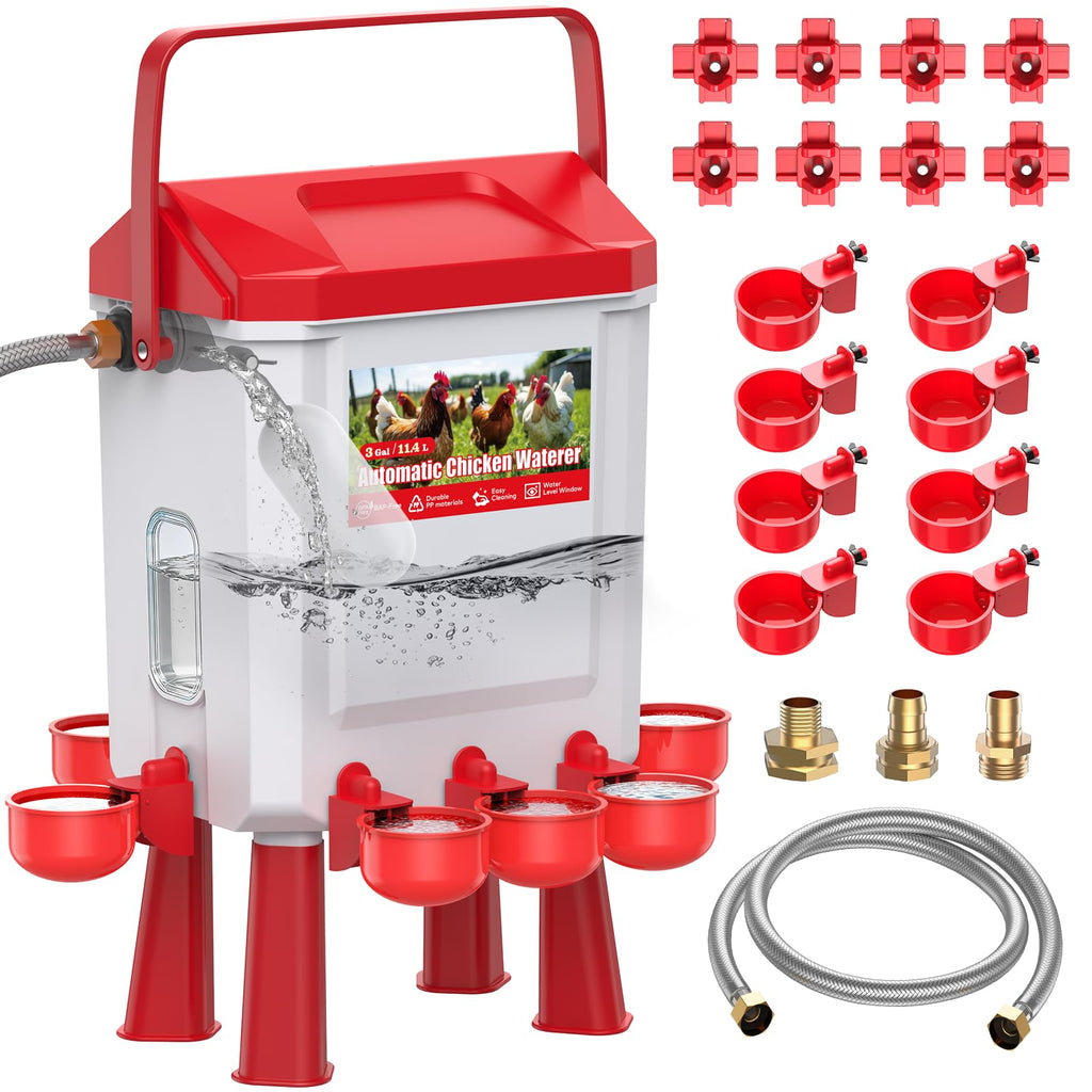 Automatic Chicken Waterer with Float Valve, 3 Gallons O478