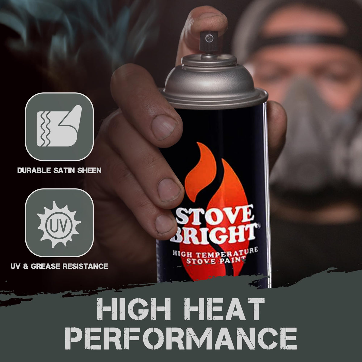 High Heat Resistant Satin Charcoal Black Spray Paint 12oz Can G962349