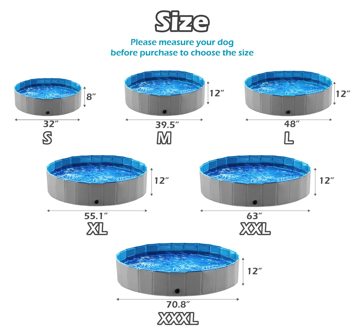 Foldable Dog Pet Bath Pool Collapsible 48" Grey K78525