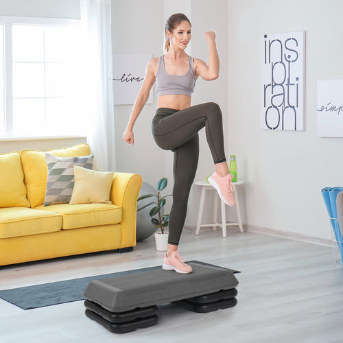 28.5'' Adjustable Exercise Step Platform with 4 Stackable Risers Q146048