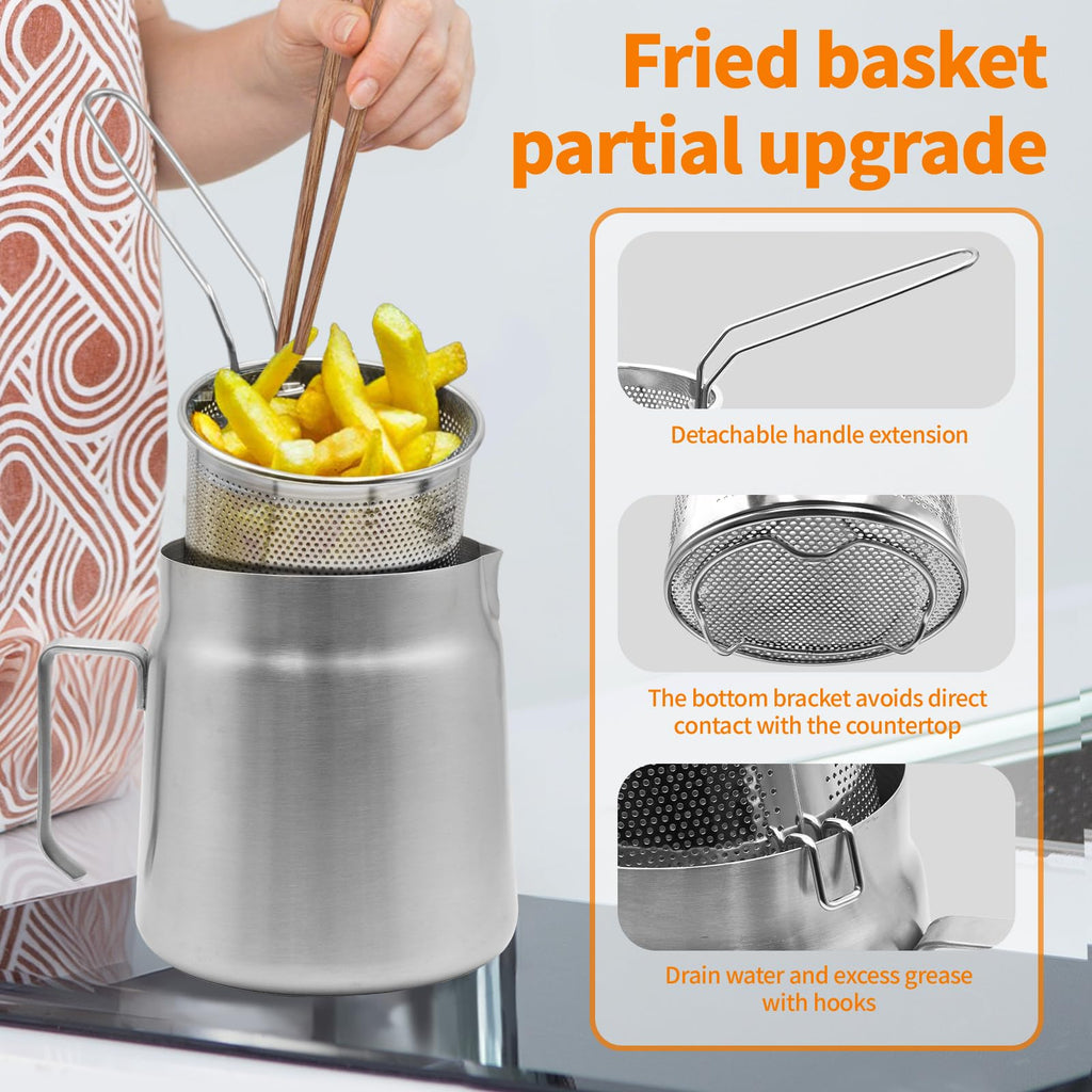 68oz Stainless Steel Oil Filter Pot with Fryer Basket O6146