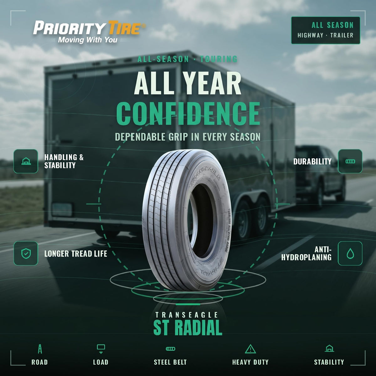 4 x All Season 12 Ply All Steel Tires W799555