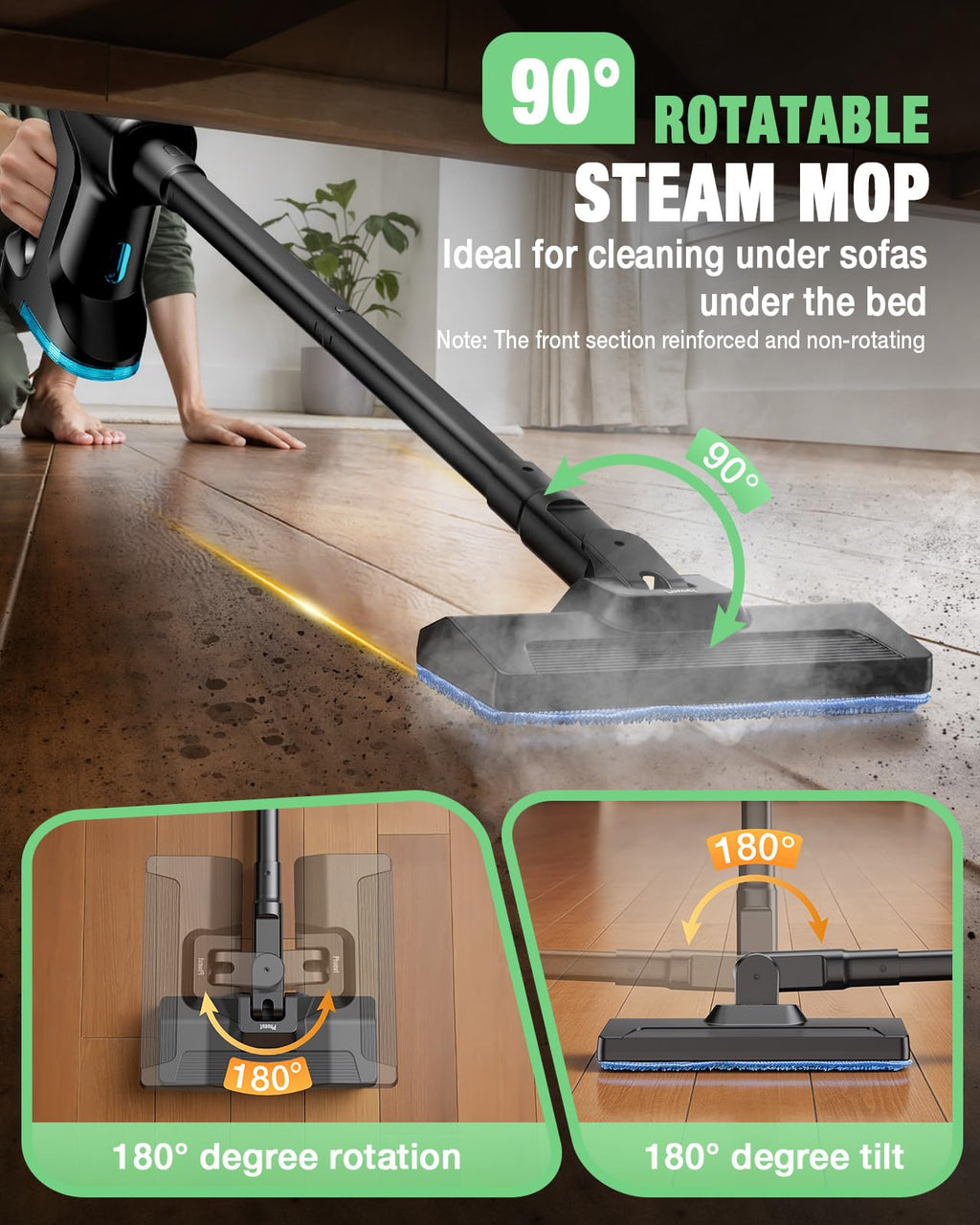 14-in-1 Lightweight Detachable Handheld Steam Mop Black M627953
