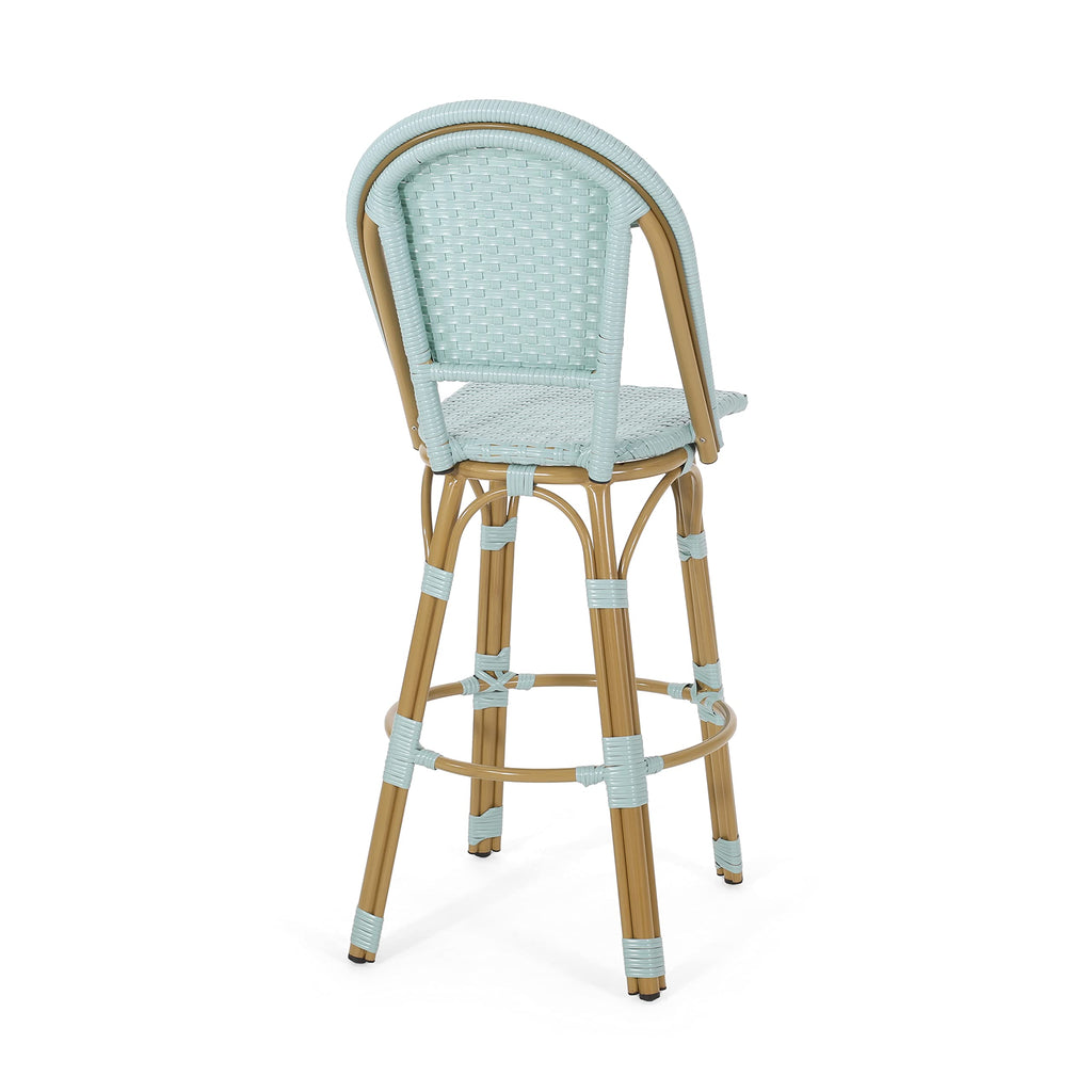 Light Teal PE Rattan Aluminum Bar Stools Set of 2 V76334
