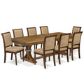 9 Piece Dining Table Set with 8 Beige Polyester Chairs I31152